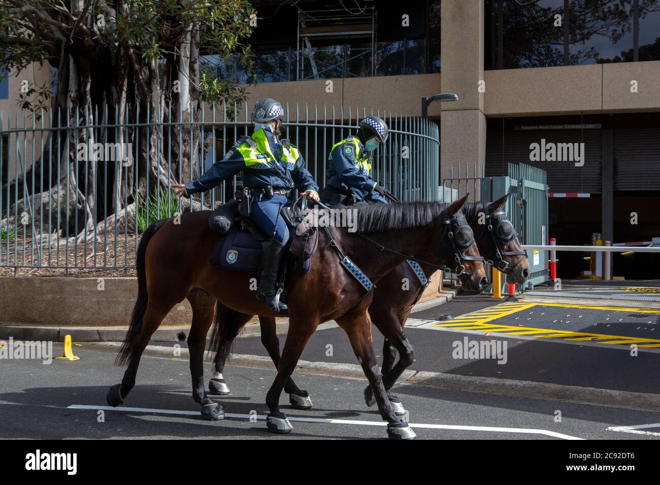 Sydney, Australia 28th July 2020.N.S.W. Police attend illegal Black Lives matter protest, The Domain, Sydney, Australia.Credit: Brad McDonald/ Alamy Live News' Stock Photo