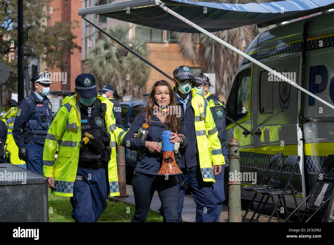 Sydney, Australia. 28th July 2020. Black Lives matter protesters come out in support of the Dungay family,. The Domain, Sydney Australia..Credit: Brad McDonald/ Alamy Live News' Stock Photo