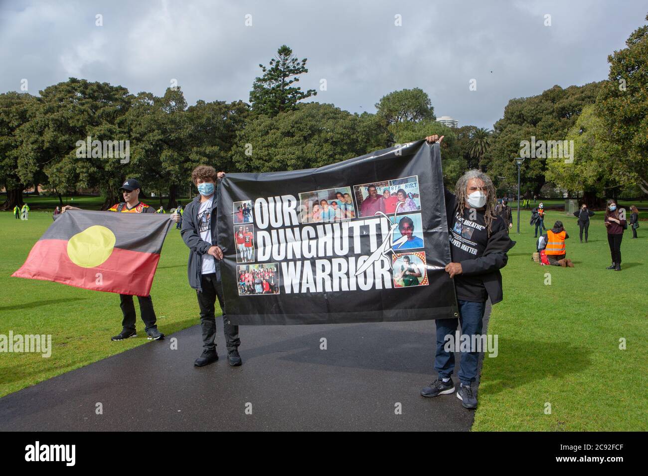 Sydney, Australia. 28th July 2020. Black Lives matter protesters come out in support of the Dungay family,. The Domain, Sydney Australia..Credit: Brad McDonald/ Alamy Live News' Stock Photo