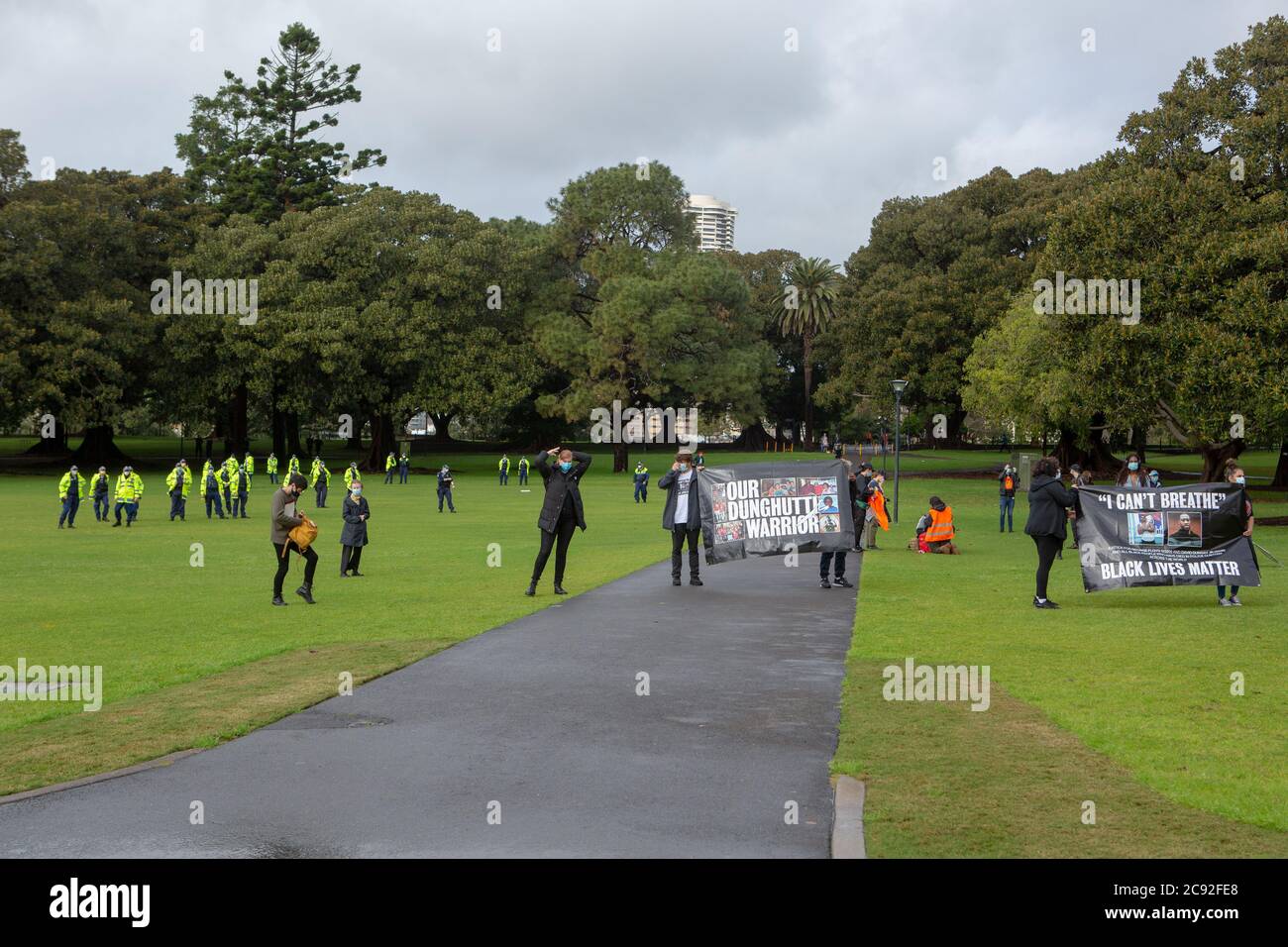 Sydney, Australia. 28th July 2020. Black Lives matter protesters come out in support of the Dungay family,. The Domain, Sydney Australia..Credit: Brad McDonald/ Alamy Live News' Stock Photo