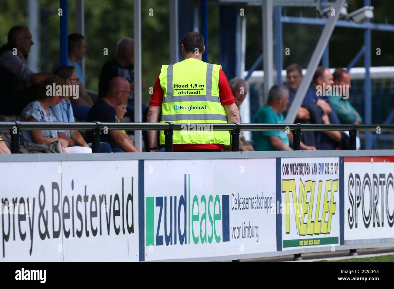 ECHT, NETHERLANDS - JULY 26: Corona rules seen during the pre season match  EVV v VVV Venlo on July 26, 2020 in Echt, The Netherlands. Stock Photo
