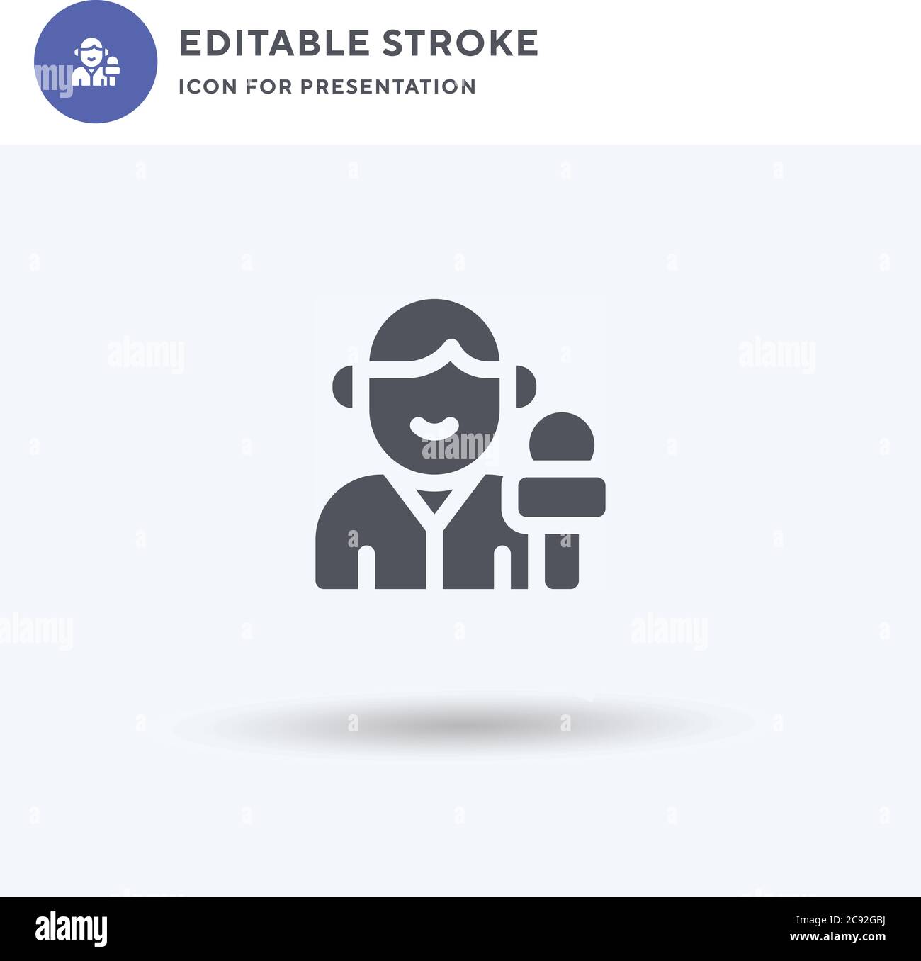 News Reporter icon vector, filled flat sign, solid pictogram isolated ...