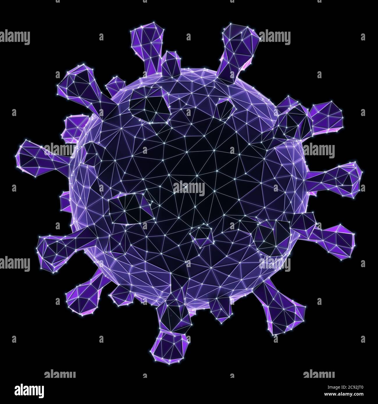 Covid-19, Coronavirus, 3D illustration polygonal conceptual structure. Clipping path included. Stock Photo