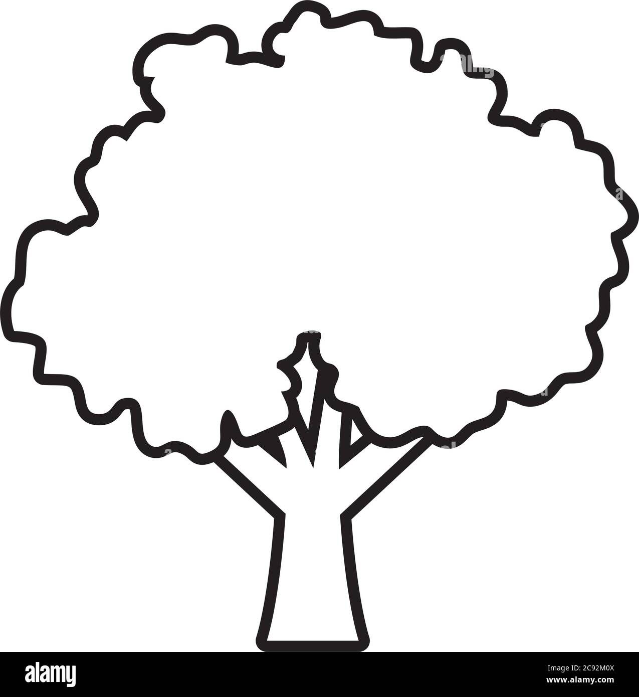 bushy tree line style icon design, Nature plant season environment ...