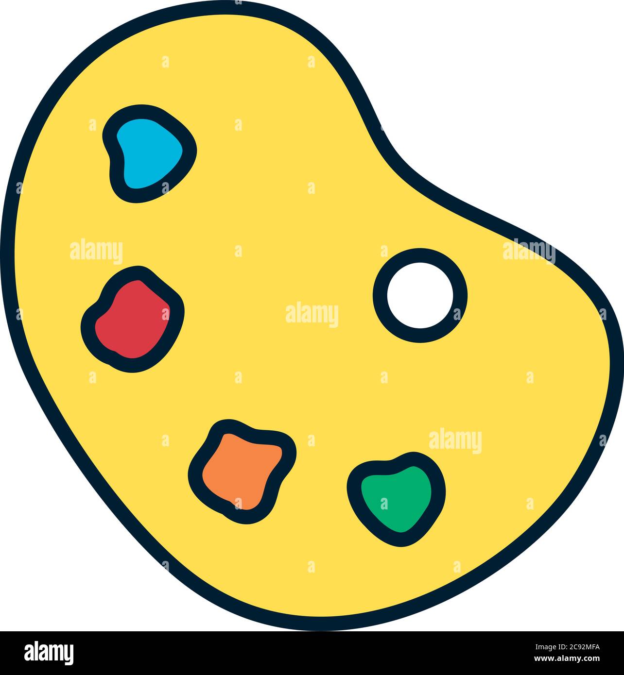 paint palette icon over white background, fill and line style, vector