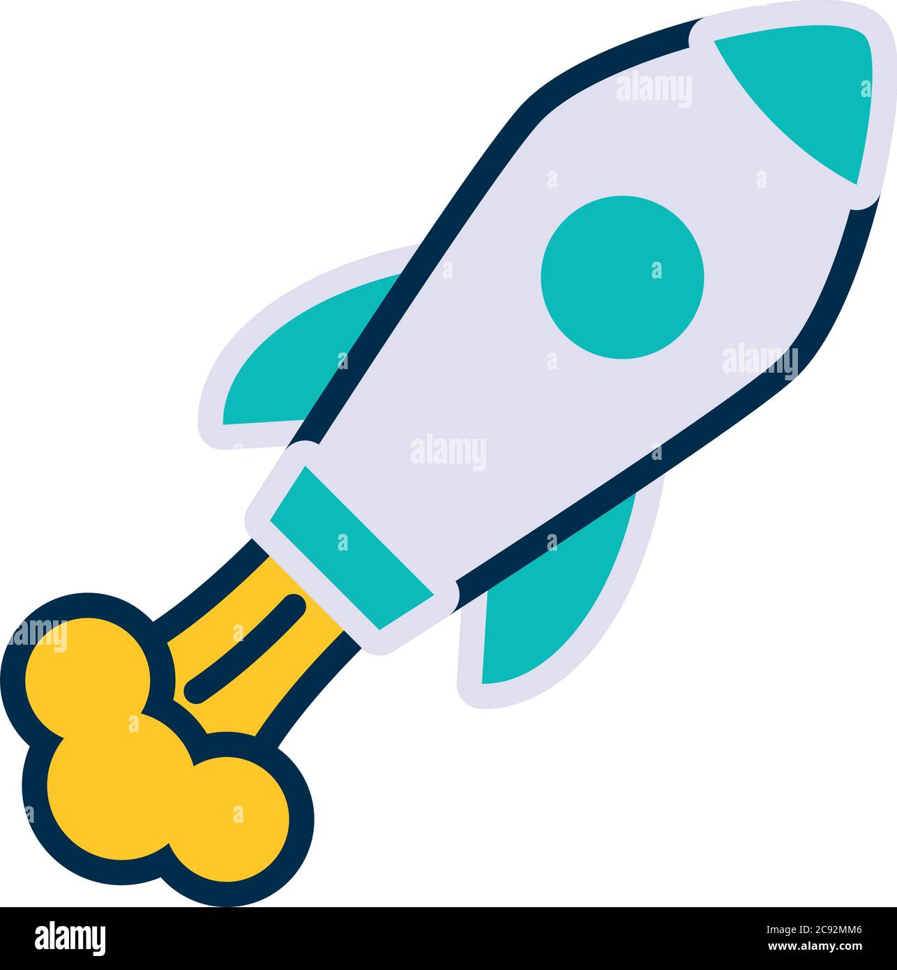 space rocket icon over white background, line and fill style, vector ...