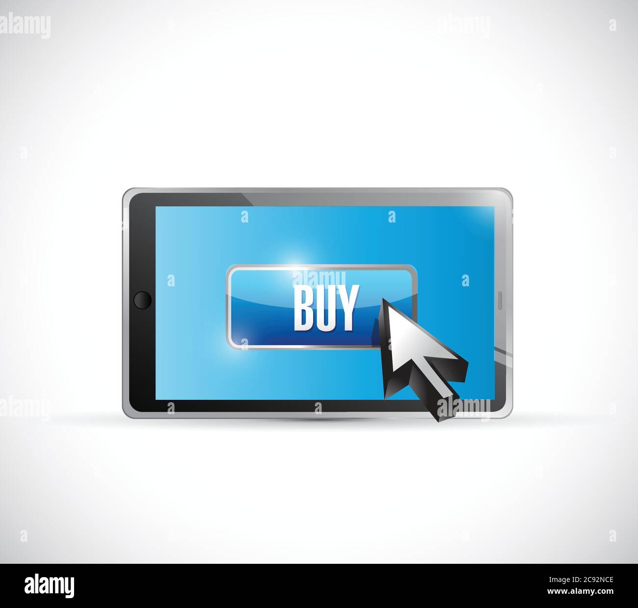 Tablet buy button illustration design over a white background Stock Vector