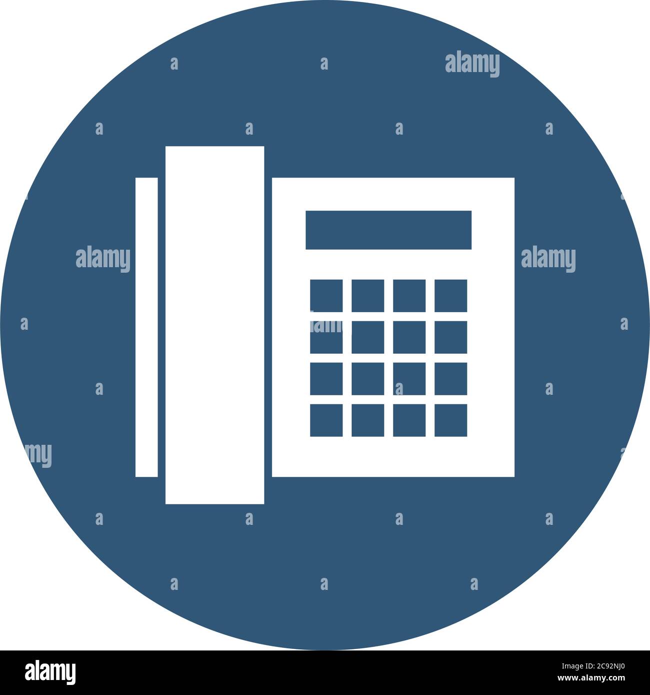 desk phone icon over white background, block style, vector illustration