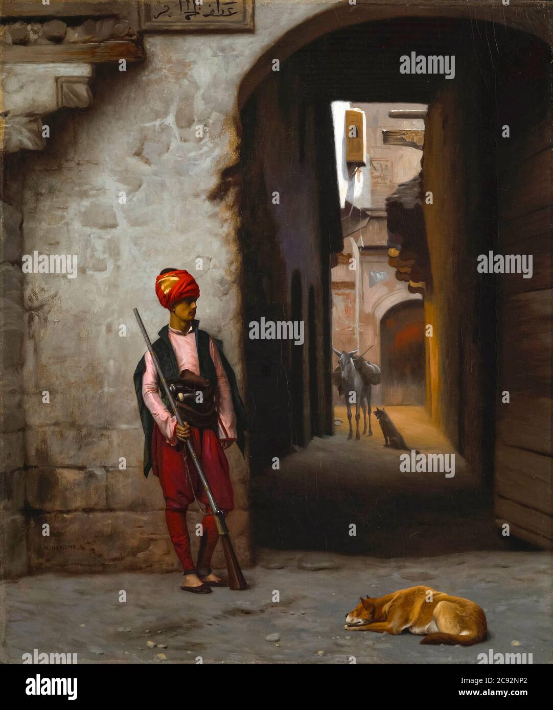 Jean Léon Gérôme, The Guard, painting, 1889 Stock Photo