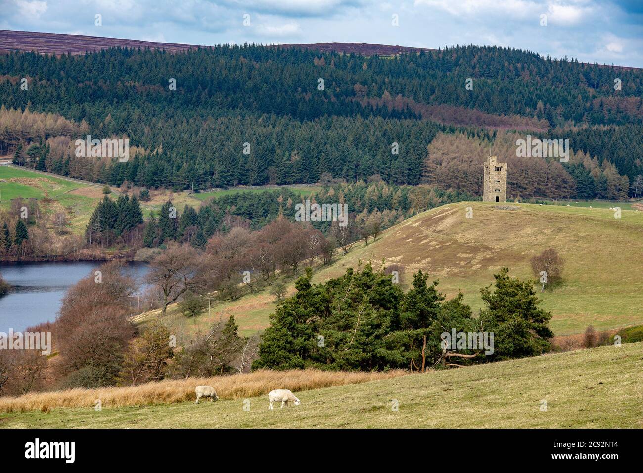 Boot's Folly and Strines reservoir, Strines, Derbyshire. Stock Photo