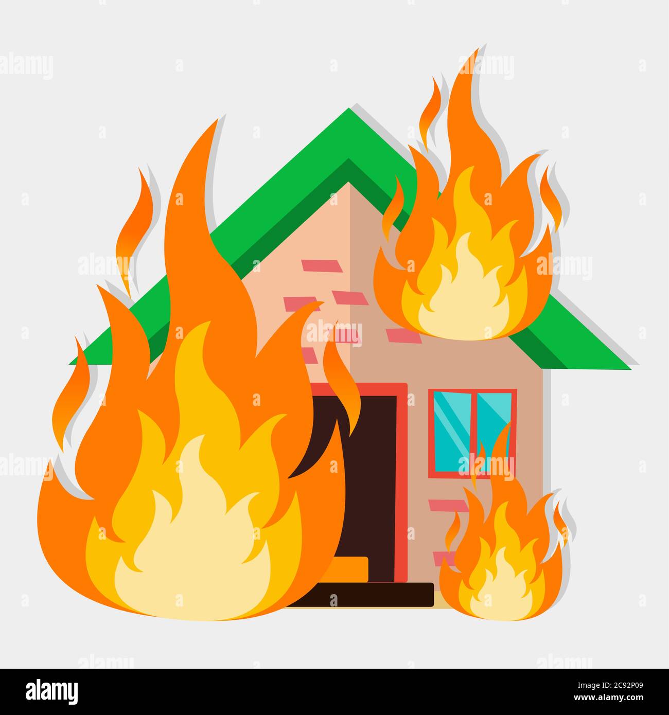 house catch on fire for insurance concept icon vector illustration