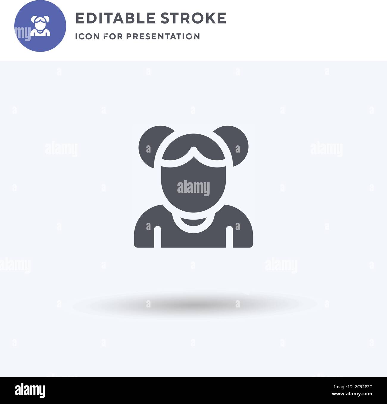 Girl icon vector, filled flat sign, solid pictogram isolated on white ...
