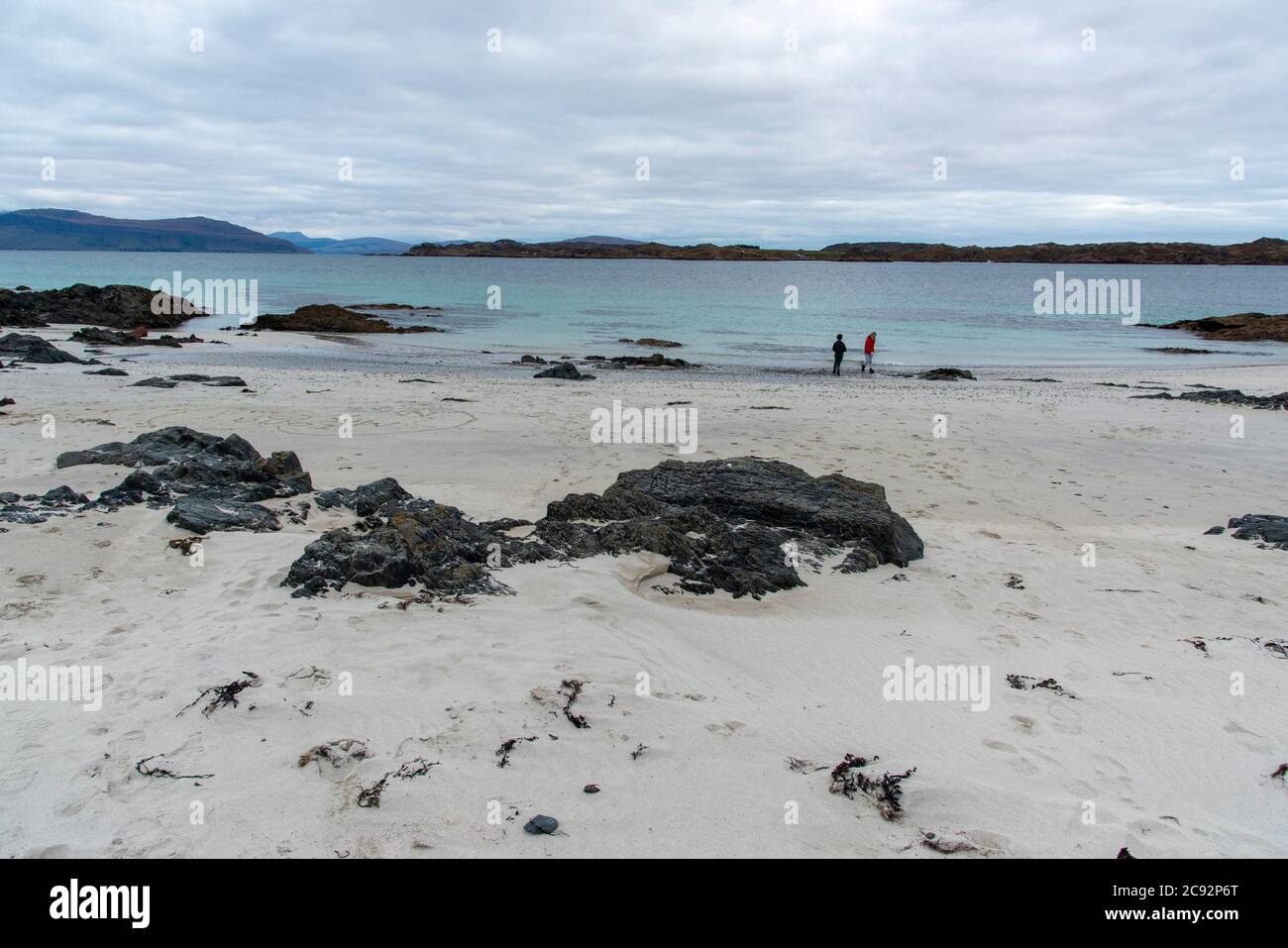 Beach on Iona, Inner Hebrides off the Ross of Mull, Argyll and Bute, Scotland, United Kingdom. Stock Photo