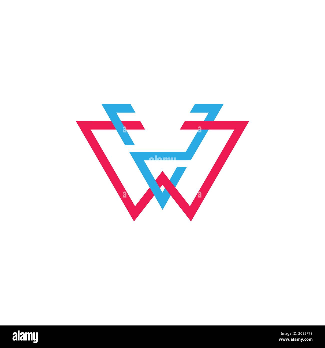 letter vw linked colorful logo vector Stock Vector