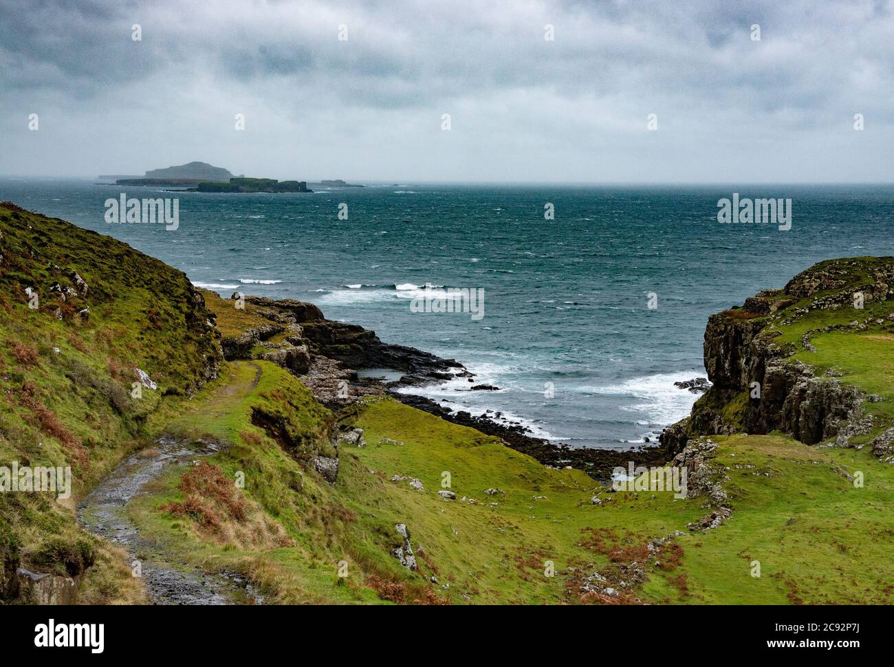 Treshnish Isles from Dun Haunn, Isle of Mull in the Scottish Inner Hebrides. Stock Photo