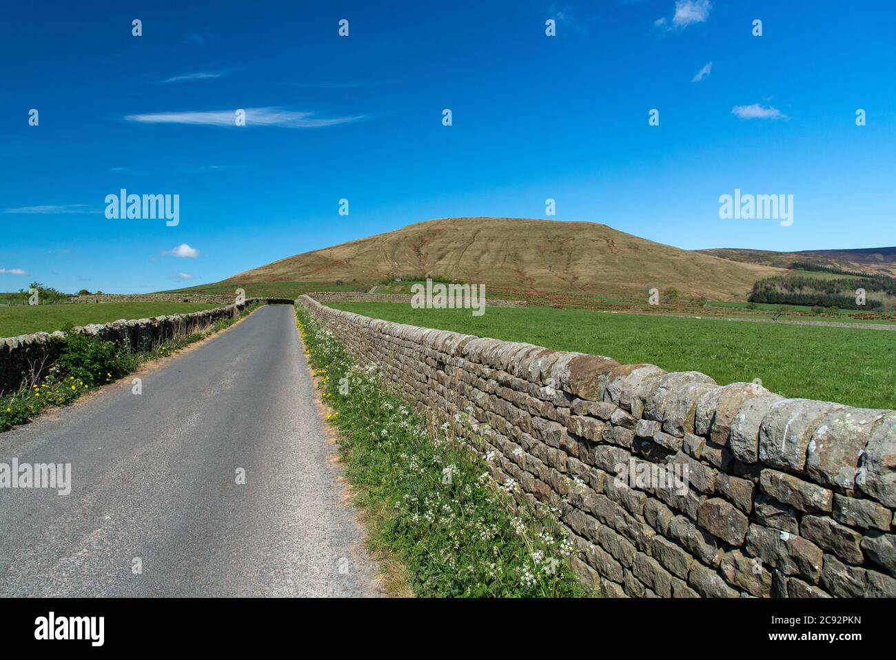 A view of dry stone wall and Parlick Fell, Chipping, Preston, Lancashire, UK Stock Photo