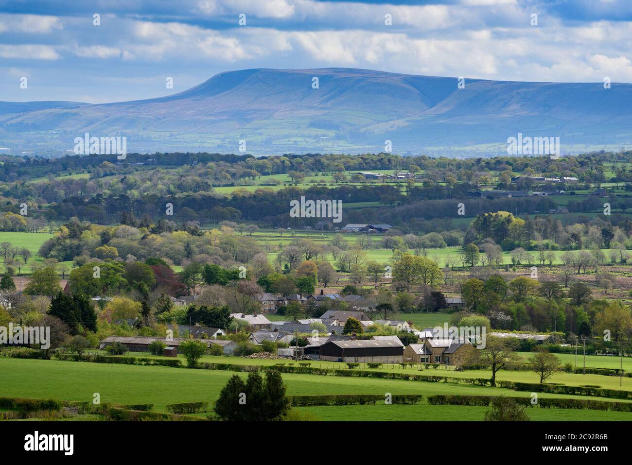 View towards Pendle Hill over Chipping, Preston, Lancashire, UK Stock Photo