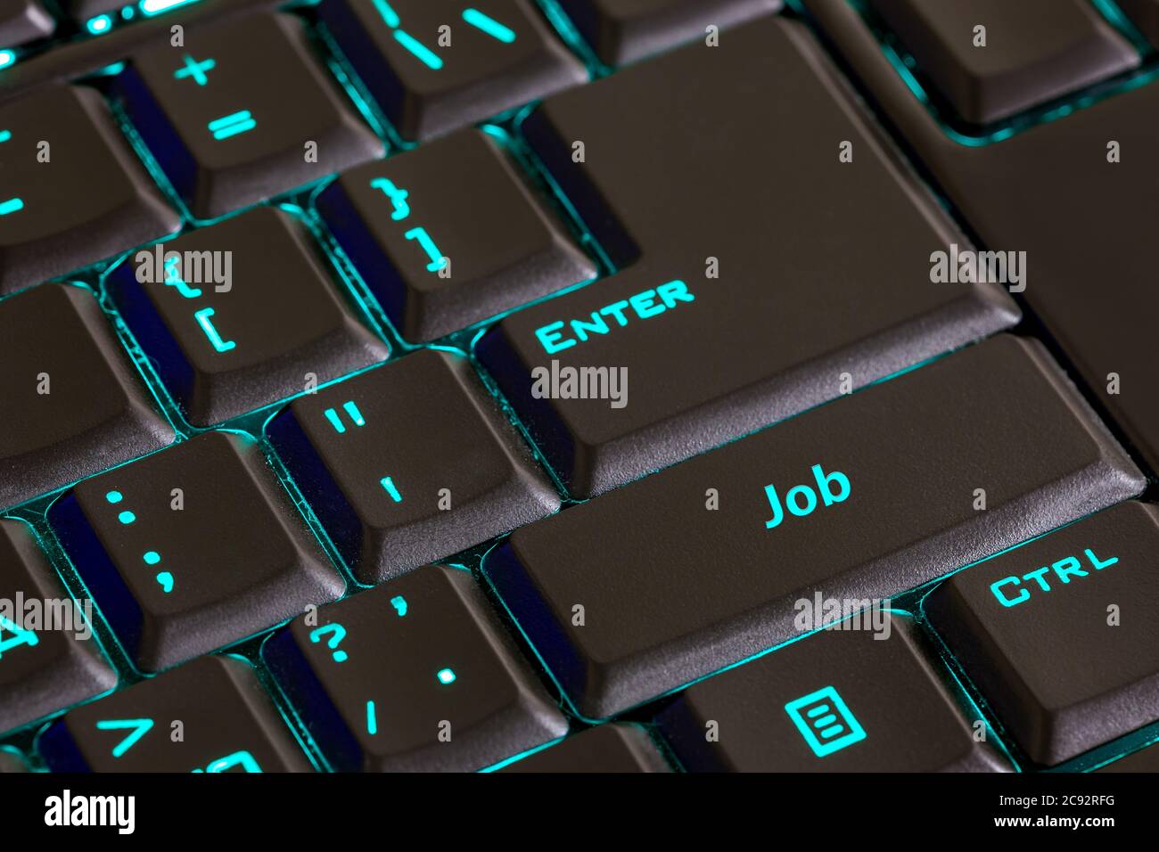 message on computer keyboard shift key, job Stock Photo Alamy