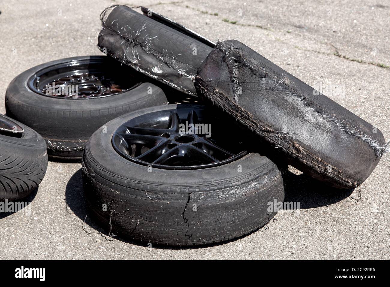 Exploded flat tire hires stock photography and images Alamy