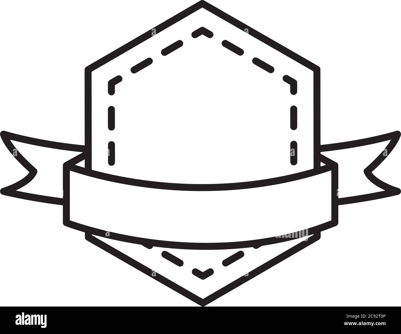 rhombus sticker with decorative ribbon icon over white background, line ...