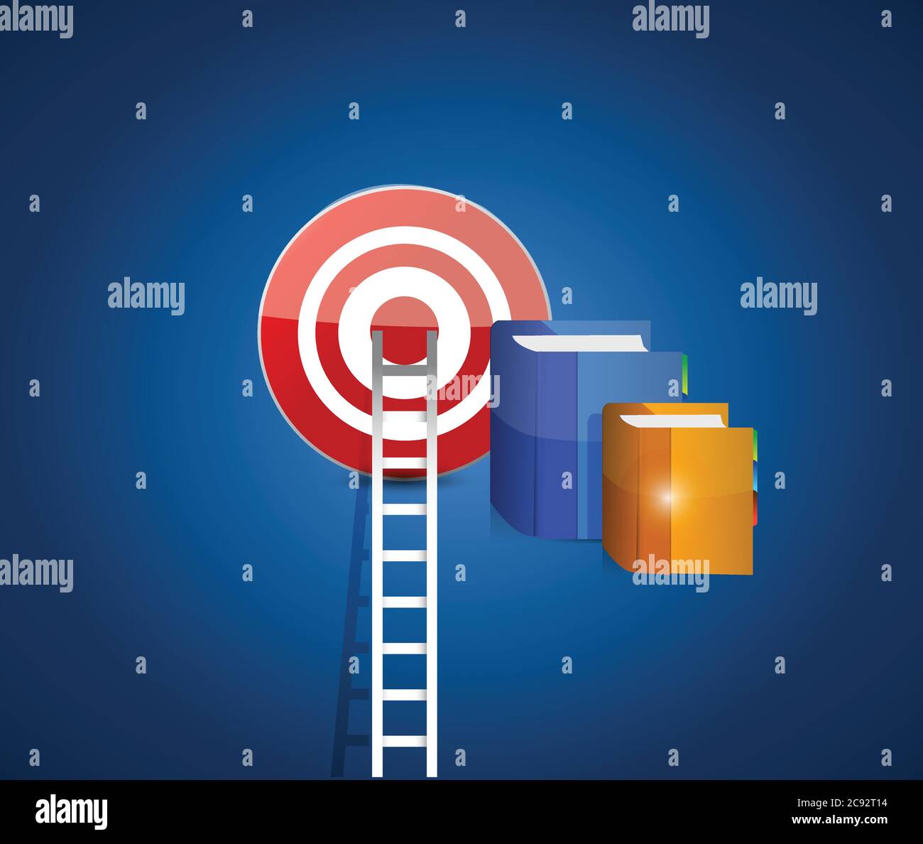 Target stairs and books illustration design over a blue background Stock Vector