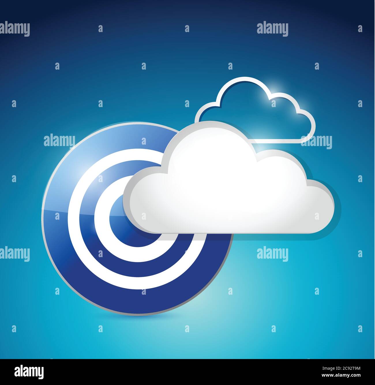 Cloud computing target illustration design over a blue background Stock Vector