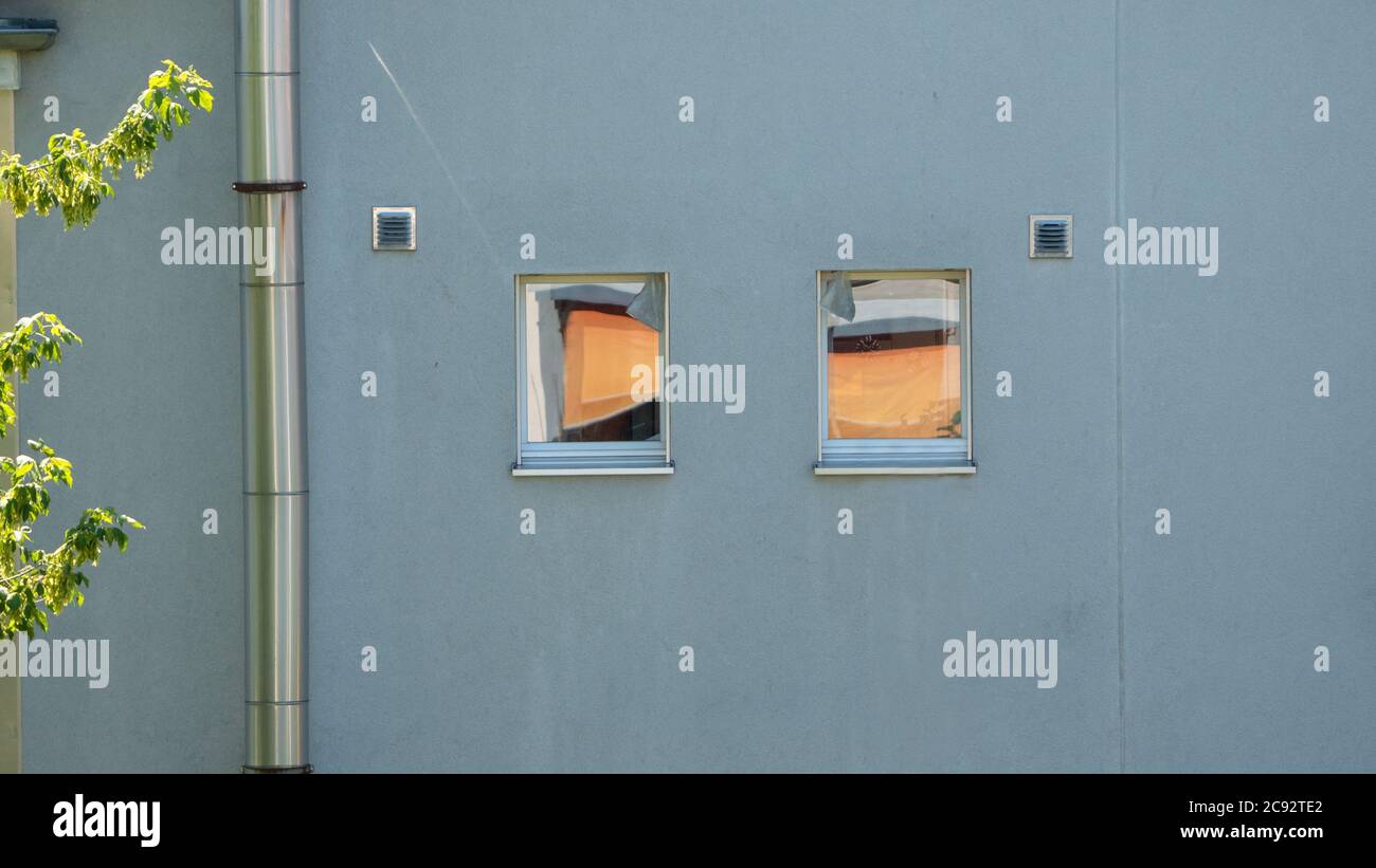 Reflected objects in the window glass Stock Photo