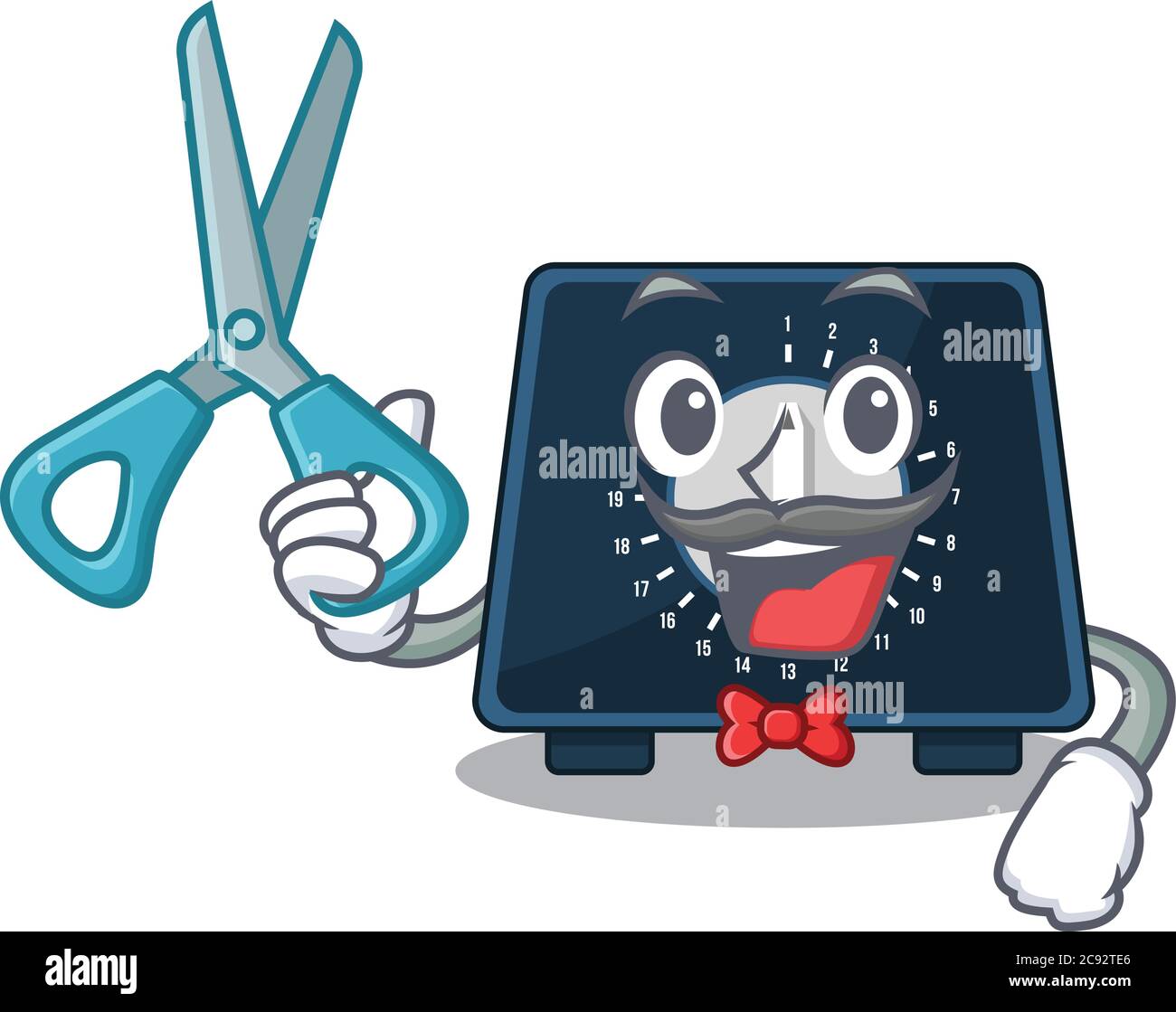 Kitchen timer cartoon character design as talented barber Stock Vector ...