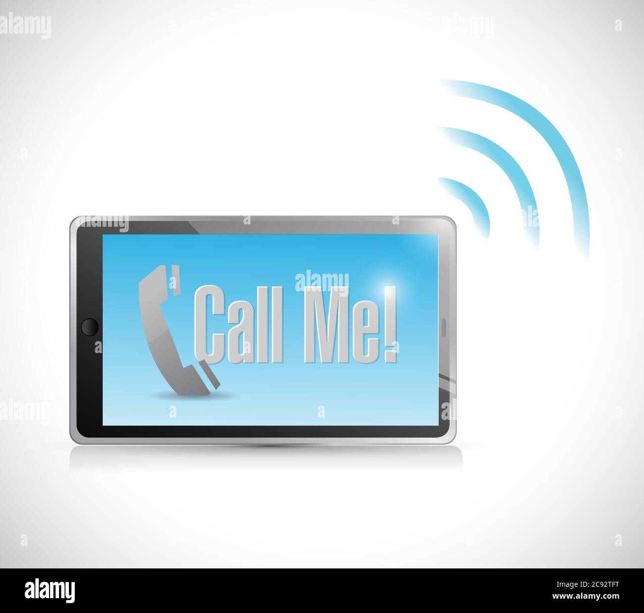 Call me message on a tablet. illustration design over a white background Stock Vector