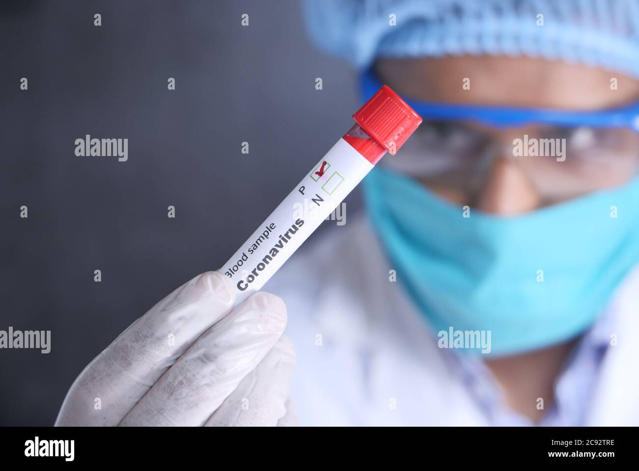 laboratory technician testing corona virus , COVID 19 test. Stock Photo