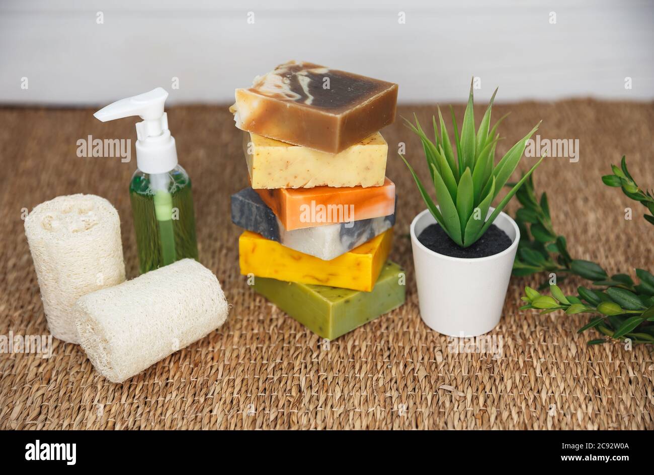 Different personal hygiene objects. Set of bath and spa accessories Stock Photo Alamy