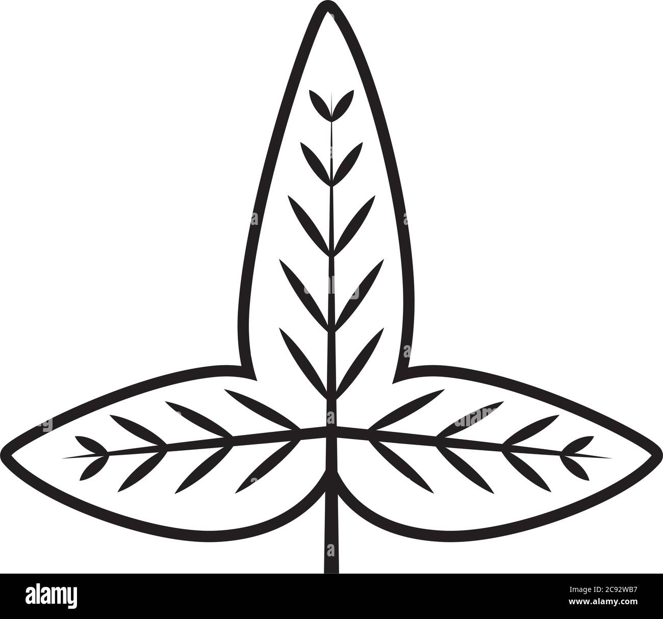 tropical leaf line style icon design of Natural floral nature and plant ...