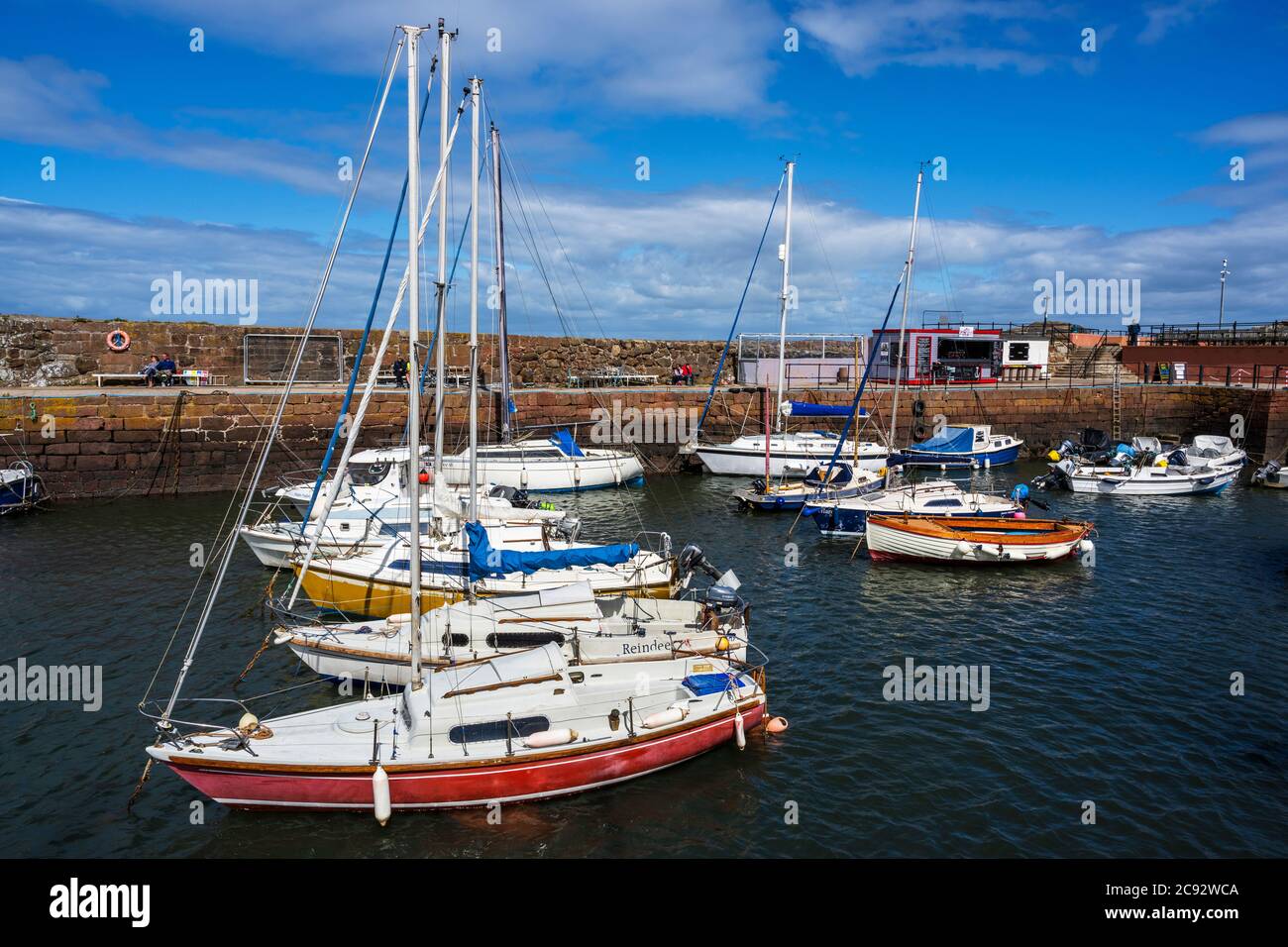 Yachts moored in North Berwick harbour in East Lothian, Scotland, UK Stock Photo