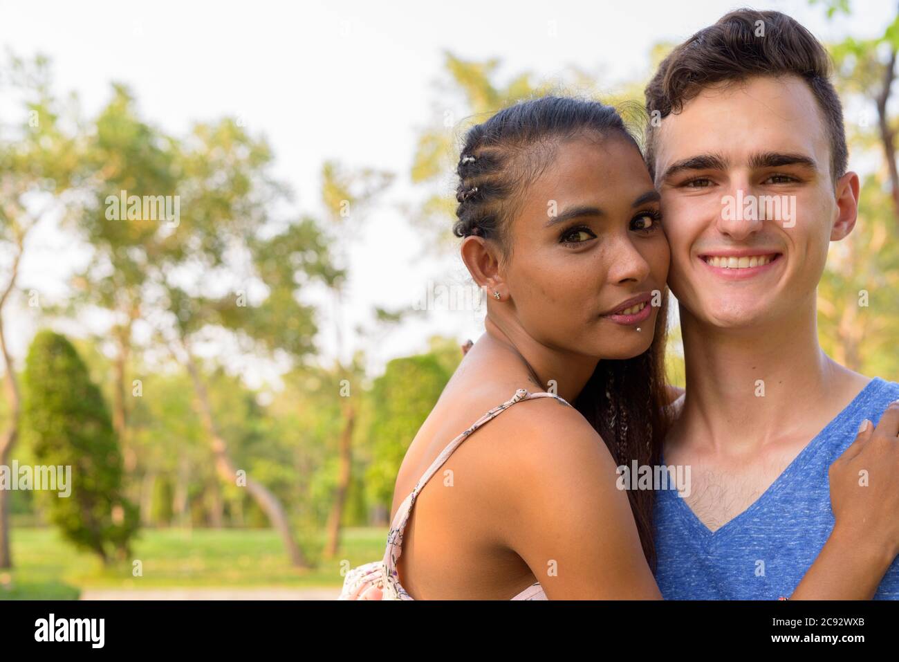 Closeup portrait happy young couple hi-res stock photography and images ...