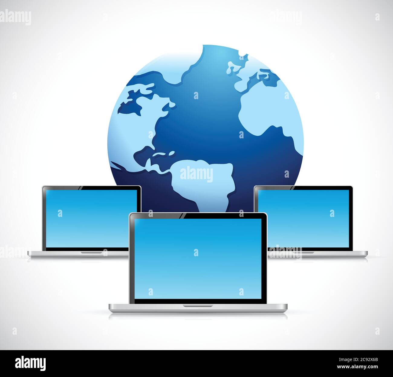 Computer globe network illustration design over white Stock Vector