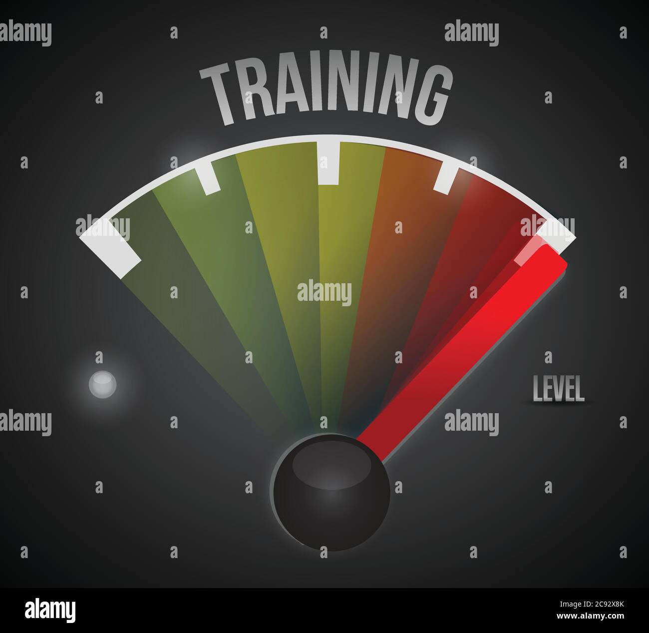 Training level measure meter from low to high, concept illustration