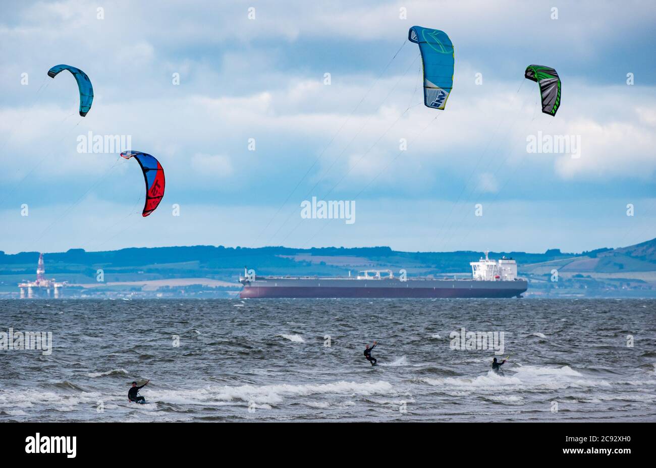 Firth of Forth, Scotland, United Kingdom, 28th July 2020. UK Weather A very windy day makes for