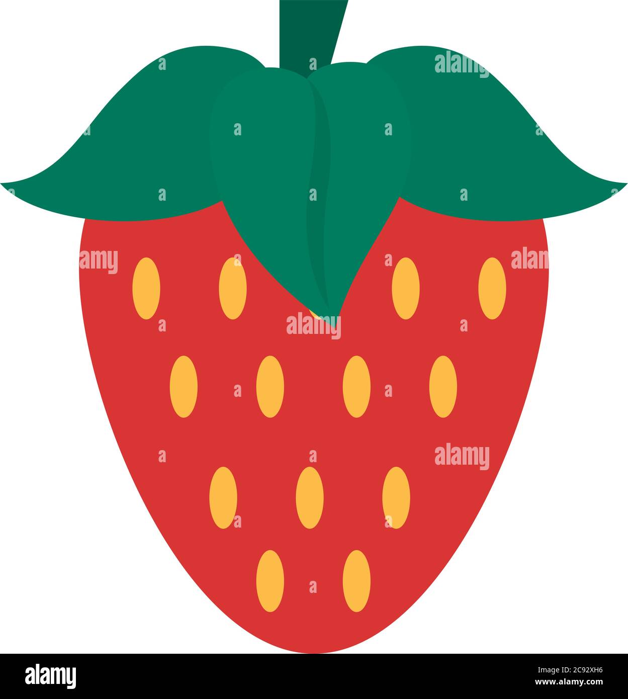 strawberry fruit icon over white background, flat style, vector ...