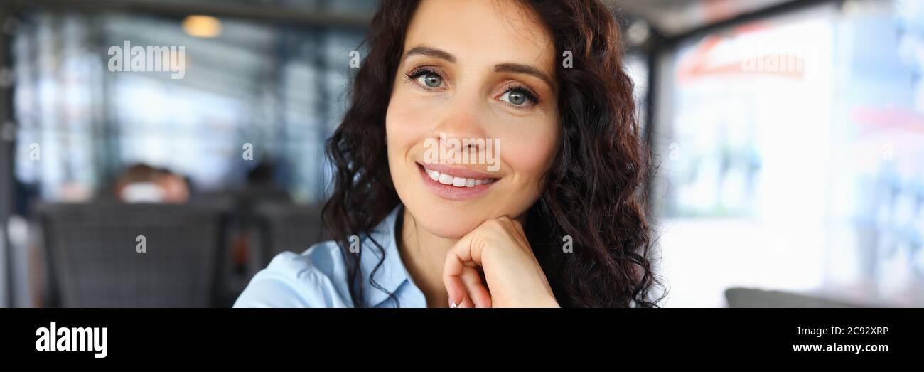 Businesswoman on meeting in restaurant Stock Photo