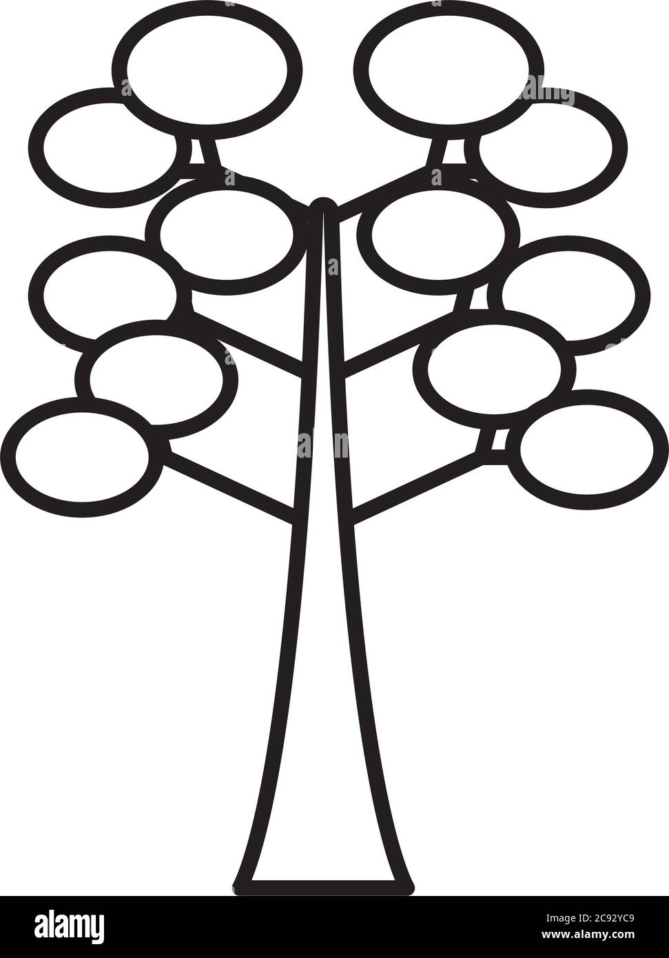 tree with ovals line style icon design, Nature plant season environment ...