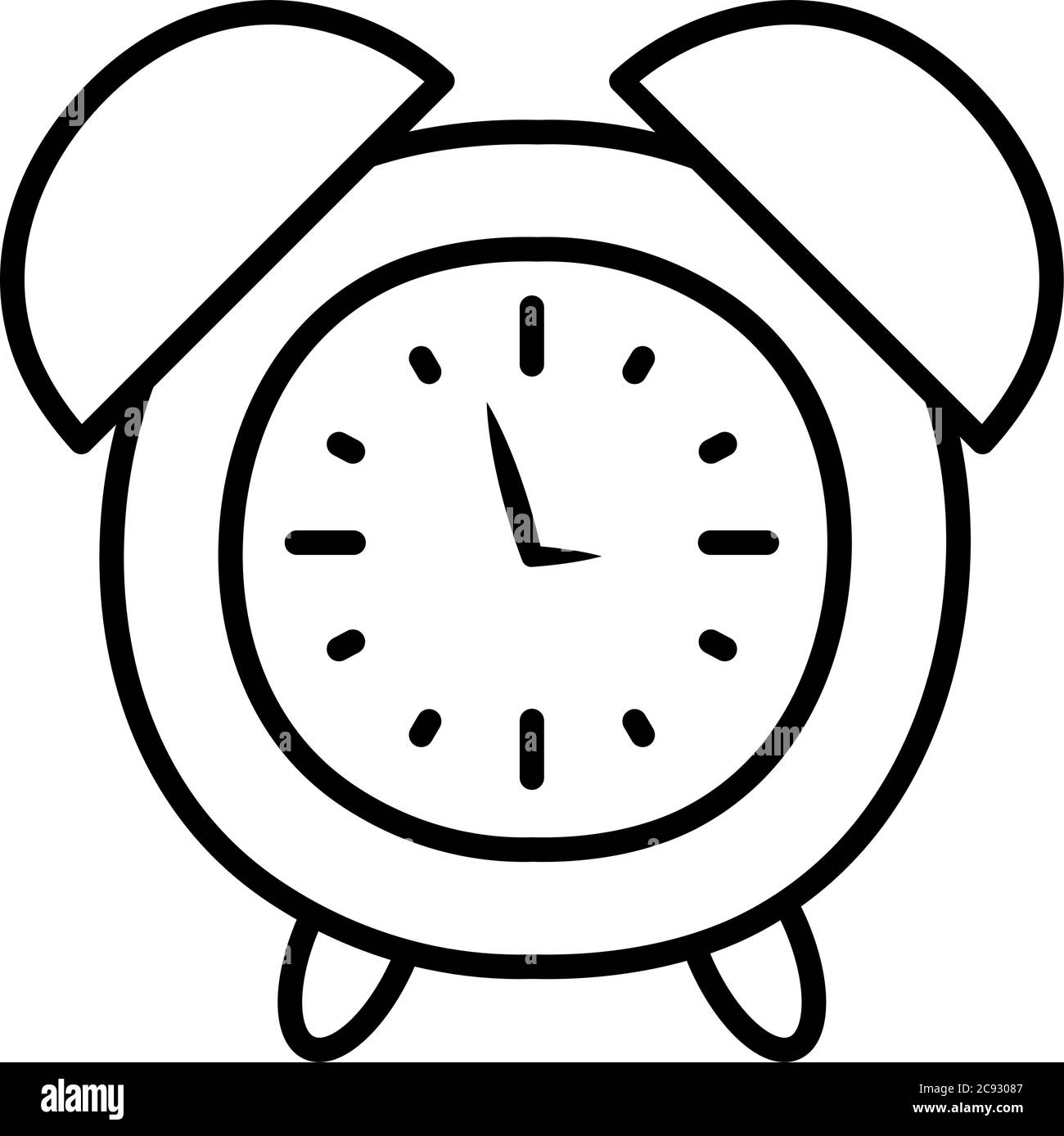 alarm clock icon over white background, line style, vector illustration ...