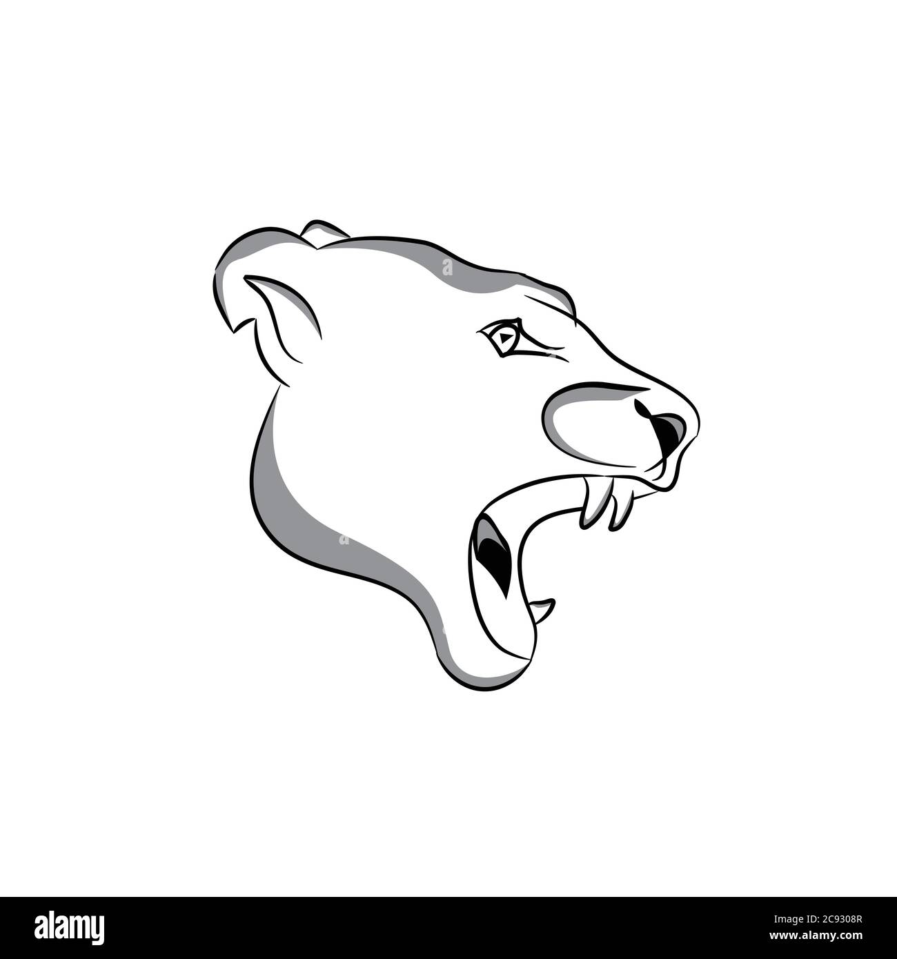 Vector tiger head, face for retro logos, emblems, badges, labels template and t-shirt vintage design element. Isolated on white background Stock Vector