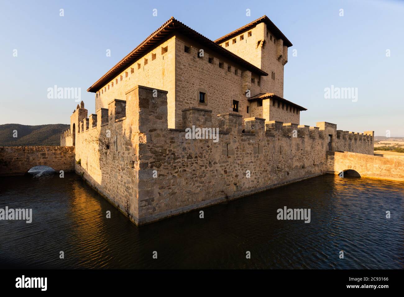 Pit of medieval castle of Varona Tower at sunset, Alava Stock Photo