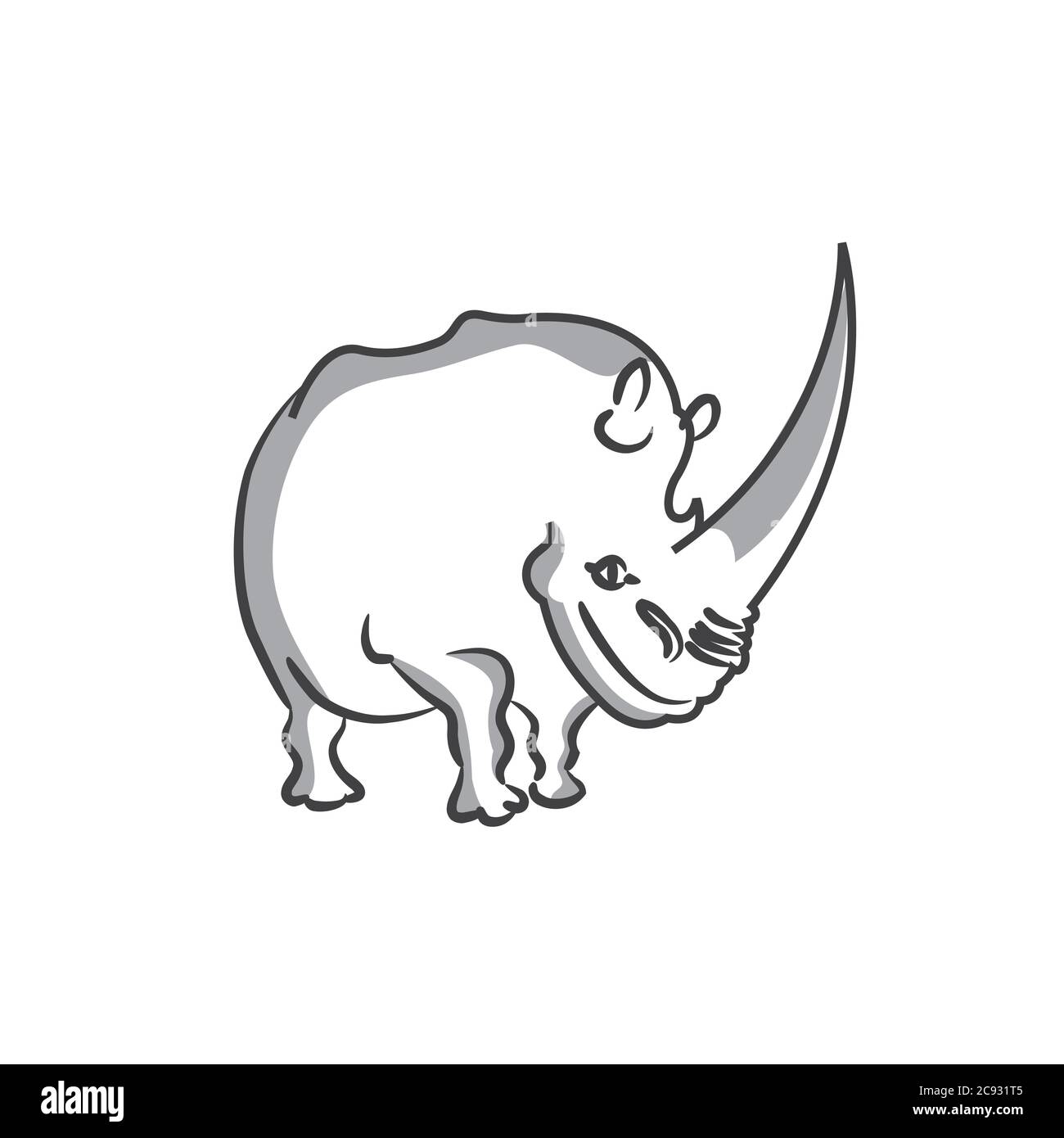 One line silhouette design of rhino.hand drawn minimalistic style vector illustration Stock Vector