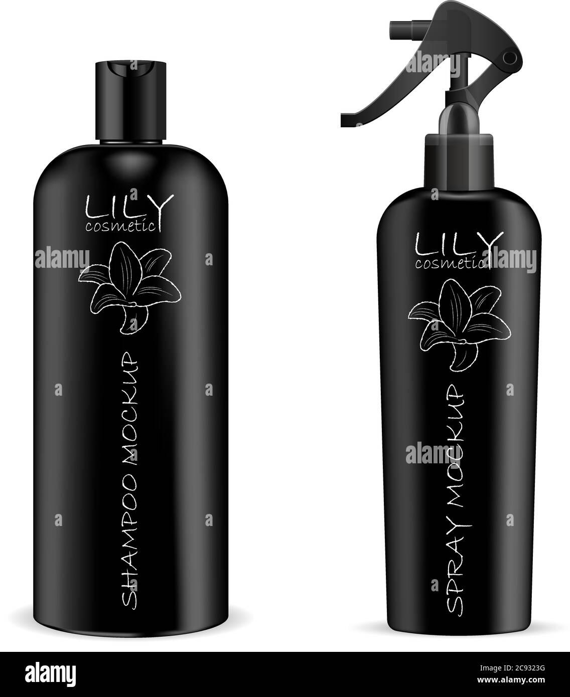 Download Black Cosmetics Sprayer And Shampoo Bottles Mockup Set Black Pump Dispenser And Lid Realistic Vector Illustration Package Stock Vector Image Art Alamy