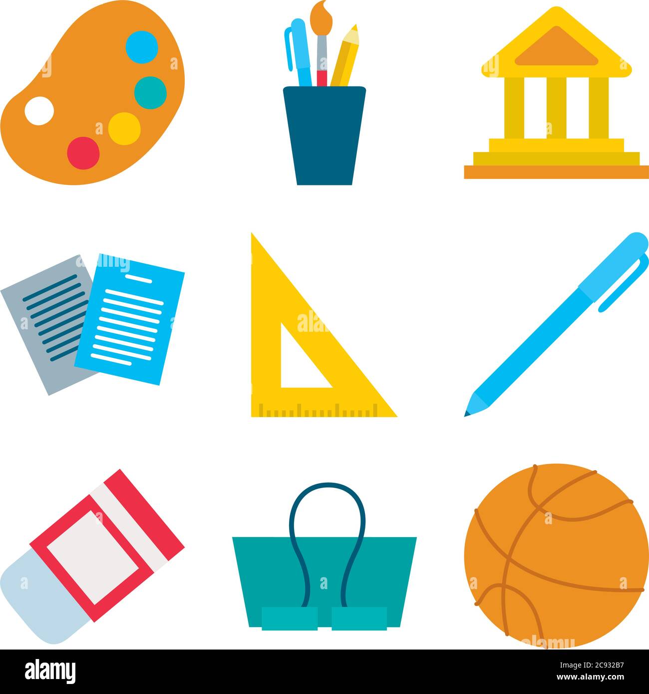 School Flat Style Icon Set Design Education Class Lesson And Knowledge school-flat-style-icon-set-design-education-class-lesson-and-knowledge