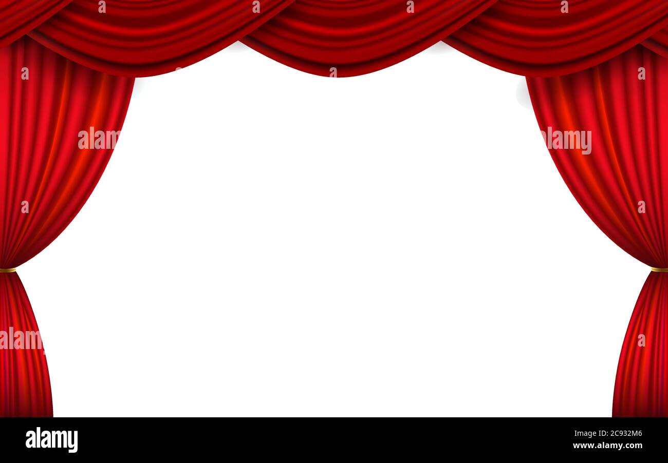 red curtain on the white background Stock Vector