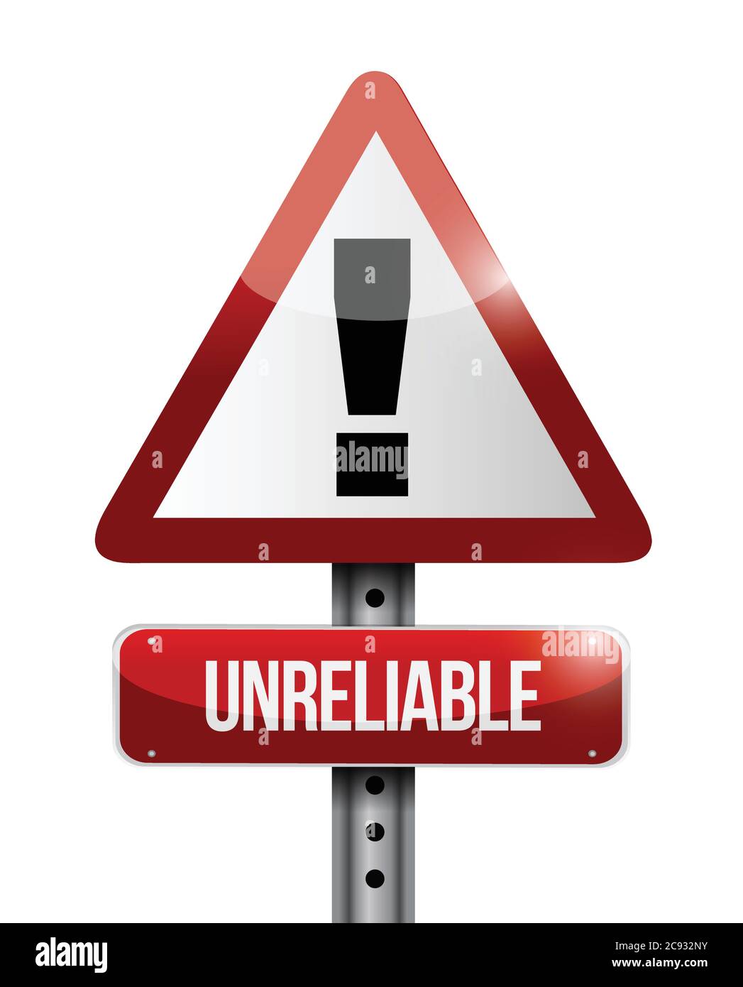 Unreliable warning road sign illustration design over a white background Stock Vector