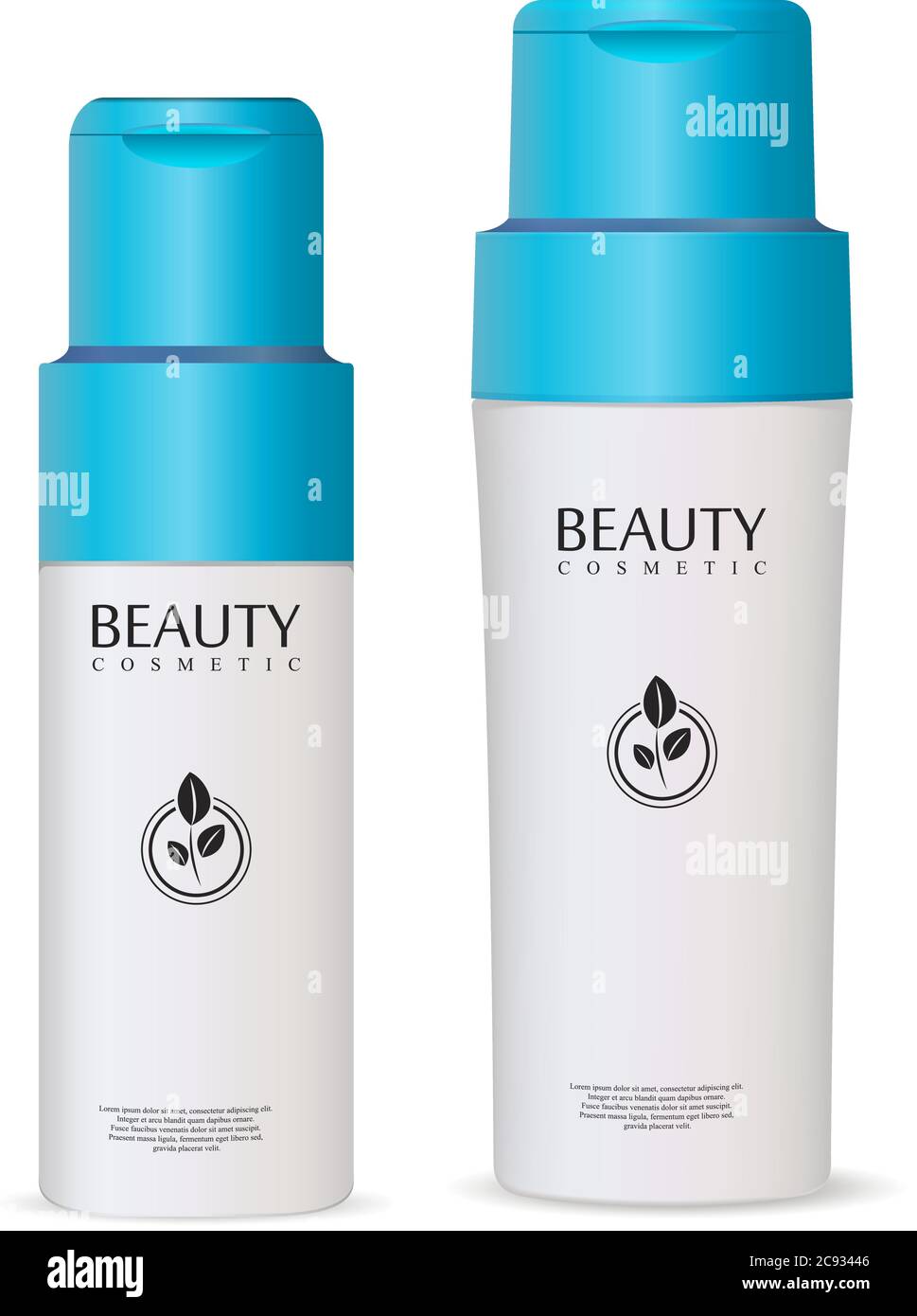 Shampoo and conditioner bottles mockup set with sky blue lids. Realistic  cosmetic package design. Vector illustration Stock Vector Image & Art -  Alamy