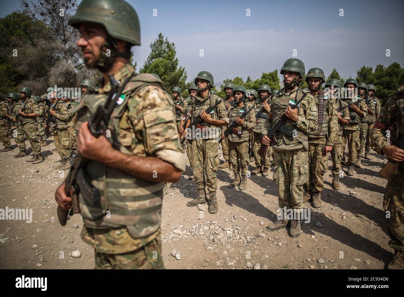 28 July Syria Ghazawiya Armed Members Of A Special Force Group Of The National Front For Liberation Nfl Syrian Rebel Coalition Take Part In A Military Exercise At One Of The